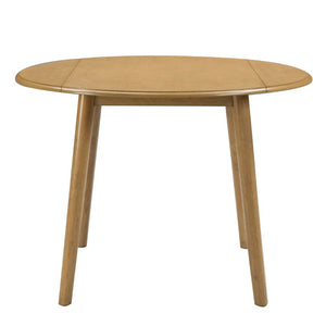 English Elm 5-Piece Drop-Leaf Round Dining Set with Birch Veneer Table and Woven Upholstered Chairs Natural N752S010619N