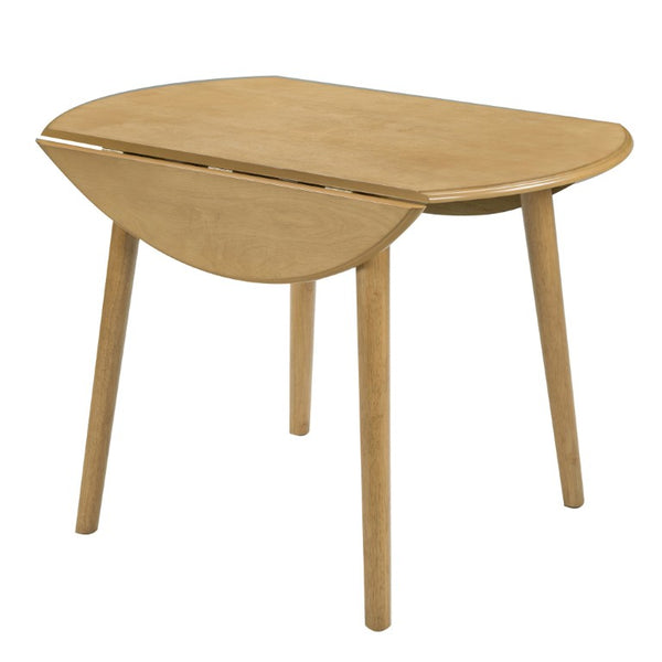 English Elm 5-Piece Drop-Leaf Round Dining Set with Birch Veneer Table and Woven Upholstered Chairs Natural N752S010619N
