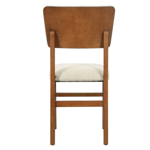 English Elm Farmhouse Five Piece Dinette Set with Rubberwood Legs and Upholstered Ergonomic Chairs Brown+Beige N752S011016A