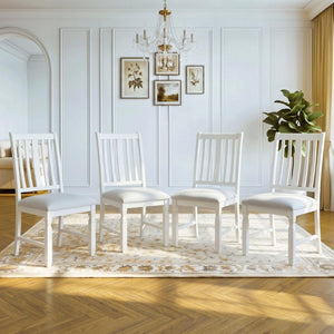 English Elm 5-Piece Farmhouse Extendable Dining Set with Oak Veneer Table and Linen Upholstered Chairs Beige+Brown N752S400058D