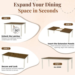 English Elm 5-Piece Farmhouse Extendable Dining Set with Oak Veneer Table and Linen Upholstered Chairs Beige+Brown N752S400058D