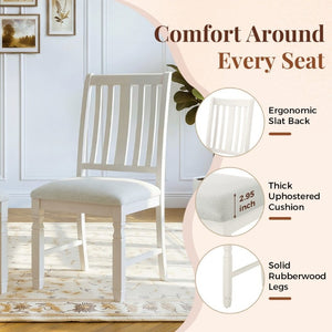 English Elm 5-Piece Farmhouse Extendable Dining Set with Oak Veneer Table and Linen Upholstered Chairs Beige+Brown N752S400058D