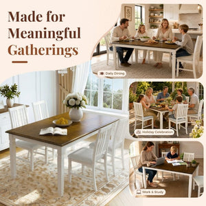 English Elm 5-Piece Farmhouse Extendable Dining Set with Oak Veneer Table and Linen Upholstered Chairs Beige+Brown N752S400058D