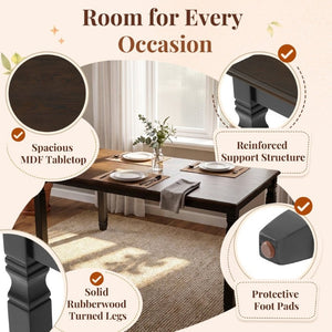 English Elm 5-Piece Farmhouse Extendable Dining Set with Oak Veneer Table and Linen Upholstered Chairs Espresso+Black N752S400058P