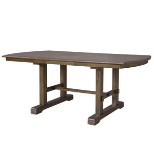 English Elm 5-Piece Extendable Dining Set with Acacia Pedestal Table and Linen Upholstered Chairs N752S400097D