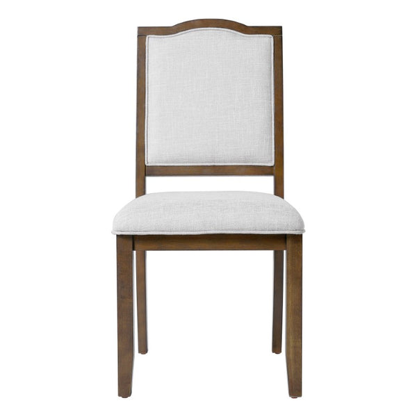 English Elm 5-Piece Extendable Dining Set with Acacia Pedestal Table and Linen Upholstered Chairs N752S400097D
