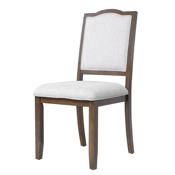 English Elm 5-Piece Extendable Dining Set with Acacia Pedestal Table and Linen Upholstered Chairs N752S400097D