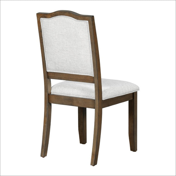English Elm 5-Piece Extendable Dining Set with Acacia Pedestal Table and Linen Upholstered Chairs N752S400097D