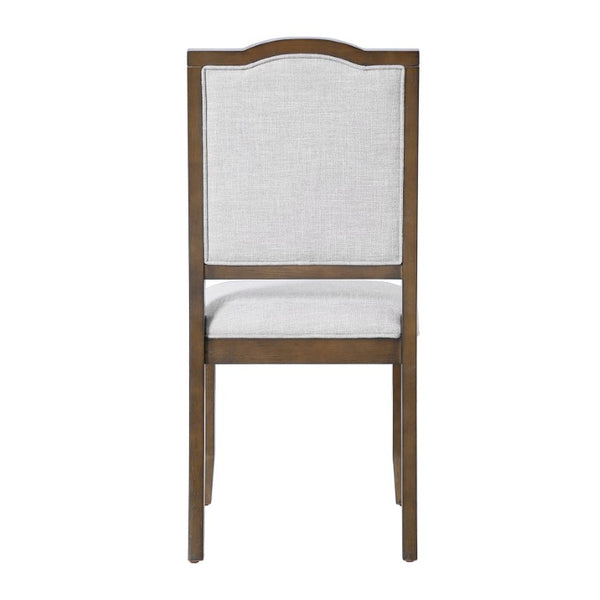 English Elm 5-Piece Extendable Dining Set with Acacia Pedestal Table and Linen Upholstered Chairs N752S400097D