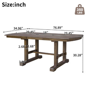 English Elm 5-Piece Extendable Dining Set with Acacia Pedestal Table and Linen Upholstered Chairs N752S400097D