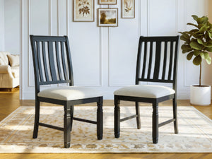 English Elm 7-Piece Farmhouse Extendable Dining Set with Oak Veneer Table and Upholstered Chairs Espresso + Black N752S600058P