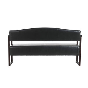 English Elm Salon Reception Bench Tufted PU Leather Mid-Century Seat with Copper Nailhead Trim Black N753P503257B
