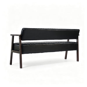 English Elm 2 Pack Diamond Tufted PU Leather Reception Benches with Solid Wood Armrests for Salons N753S000058B