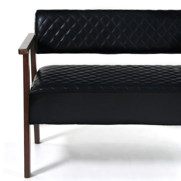 English Elm 2 Pack Diamond Tufted PU Leather Reception Benches with Solid Wood Armrests for Salons N753S000058B