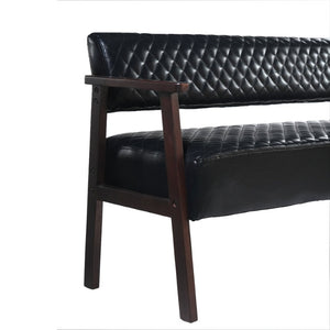English Elm 2 Pack Diamond Tufted PU Leather Reception Benches with Solid Wood Armrests for Salons N753S000058B