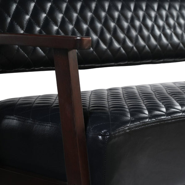 English Elm 2 Pack Diamond Tufted PU Leather Reception Benches with Solid Wood Armrests for Salons N753S000058B