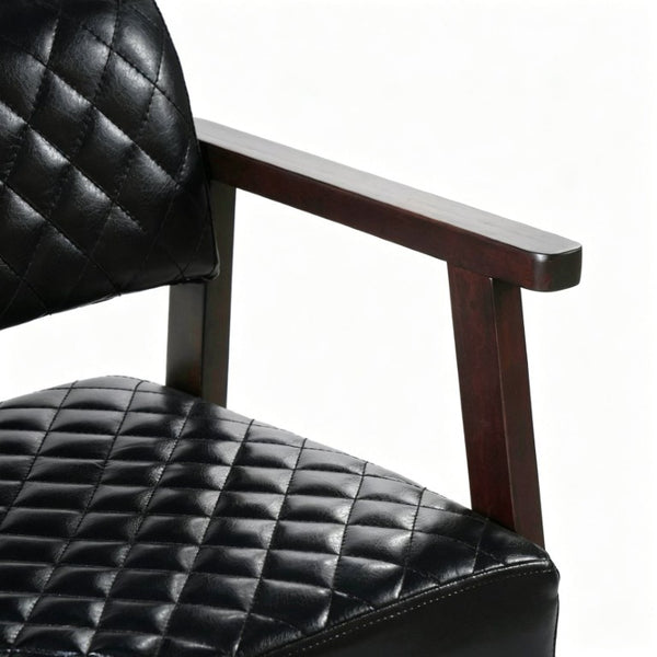 English Elm 2 Pack Diamond Tufted PU Leather Reception Benches with Solid Wood Armrests for Salons N753S000058B