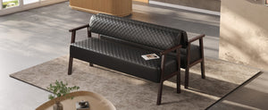 English Elm 2 Pack Diamond Tufted PU Leather Reception Benches with Solid Wood Armrests for Salons N753S000058B