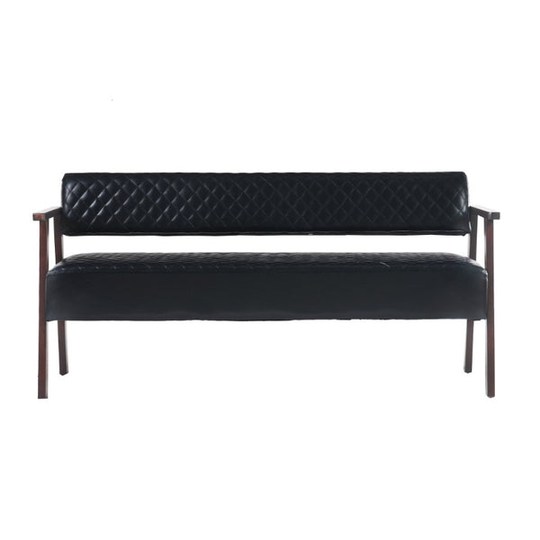 English Elm 2 Pack Diamond Tufted PU Leather Reception Benches with Solid Wood Armrests for Salons N753S000058B