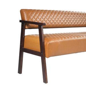 English Elm 2 Pack Diamond Quilted PU Leather Reception Benches with Solid Wood Armrests for Salons N753S000058D
