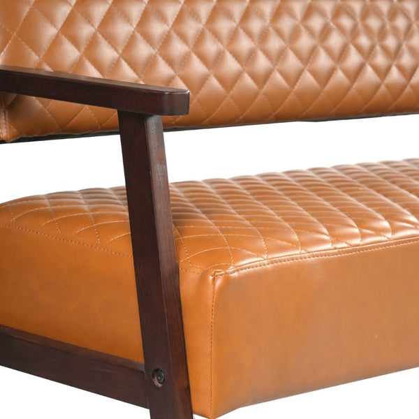 English Elm 2 Pack Diamond Quilted PU Leather Reception Benches with Solid Wood Armrests for Salons N753S000058D