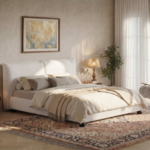 English Elm California King Linen Upholstered Platform Bed Pillow Back Headboard Modern Bedroom N757C420233W