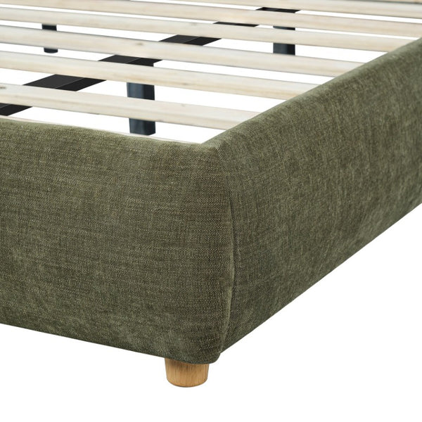 English Elm California King Chenille Upholstered Bed with Removable Cushion Headboard Rubberwood Legs N757C508063V