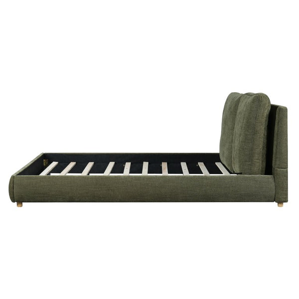 English Elm California King Chenille Upholstered Bed with Removable Cushion Headboard Rubberwood Legs N757C508063V