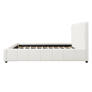 English Elm King Boucle Upholstered Bed Tall Tufted Headboard Refined Minimalist Bedroom Frame N757K401170W