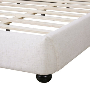 English Elm King Linen Upholstered Platform Bed Pillow Back Headboard Modern Bedroom Frame N757K420229W