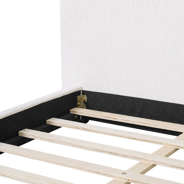 English Elm King Linen Upholstered Platform Bed Pillow Back Headboard Modern Bedroom Frame N757K420229W