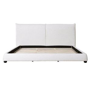 English Elm King Linen Upholstered Platform Bed Pillow Back Headboard Modern Bedroom Frame N757K420229W