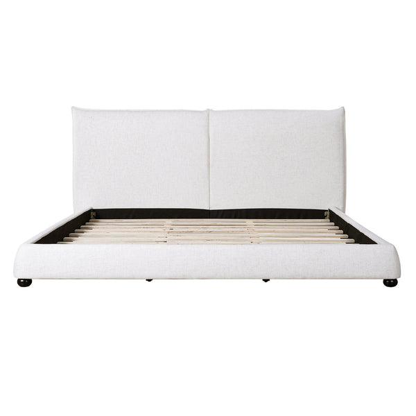 English Elm King Linen Upholstered Platform Bed Pillow Back Headboard Modern Bedroom Frame N757K420229W