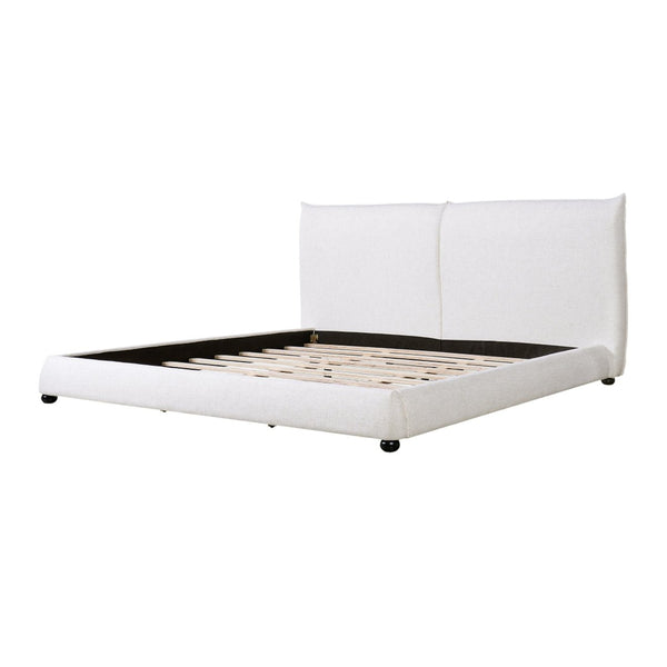 English Elm King Linen Upholstered Platform Bed Pillow Back Headboard Modern Bedroom Frame N757K420229W