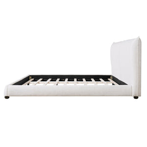 English Elm King Linen Upholstered Platform Bed Pillow Back Headboard Modern Bedroom Frame N757K420229W