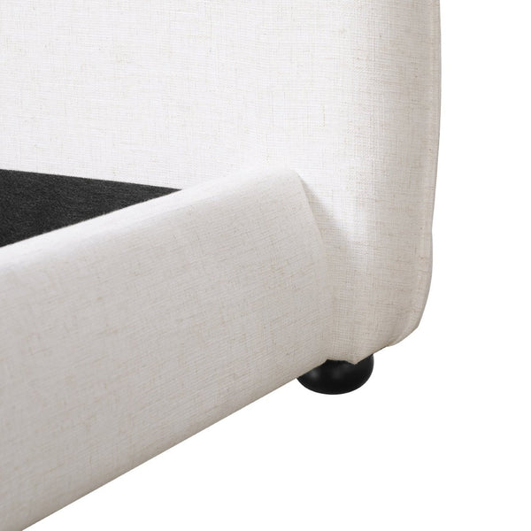 English Elm King Linen Upholstered Platform Bed Pillow Back Headboard Modern Bedroom Frame N757K420229W