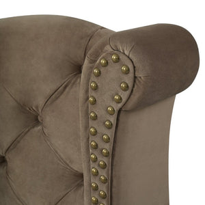 English Elm King Velvet Wingback Bed with Diamond Tufting Nailhead Trim and Sleek White Legs Brown King N757K427185M