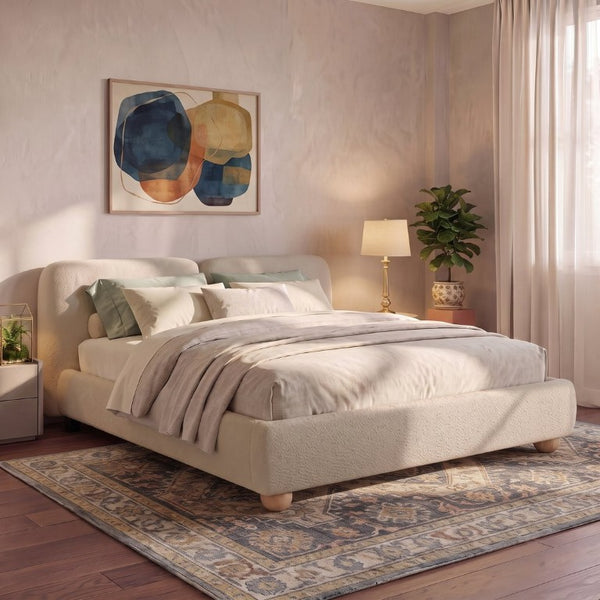 English Elm King Velvet Wingback Bed with Diamond Tufting Nailhead Trim and Sleek White Legs Taupe King N757K440791T