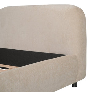 English Elm King Velvet Wingback Bed with Diamond Tufting Nailhead Trim and Sleek White Legs Taupe King N757K440791T