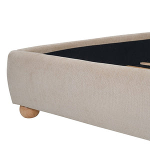 English Elm King Velvet Wingback Bed with Diamond Tufting Nailhead Trim and Sleek White Legs Taupe King N757K440791T