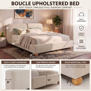 English Elm King Velvet Wingback Bed with Diamond Tufting Nailhead Trim and Sleek White Legs Taupe King N757K440791T