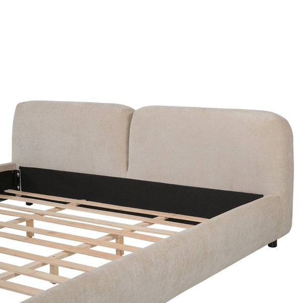 English Elm King Velvet Wingback Bed with Diamond Tufting Nailhead Trim and Sleek White Legs Taupe King N757K440791T
