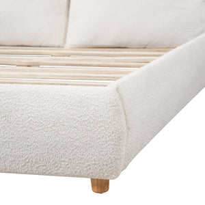 English Elm King Boucle Platform Bed Solid Wood Legs Cushioned Pillow Headboard Modern Bedroom N757P246145W-2
