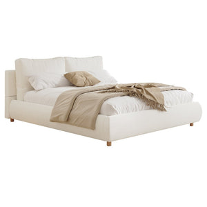English Elm King Boucle Platform Bed Solid Wood Legs Cushioned Pillow Headboard Modern Bedroom N757P246145W-2