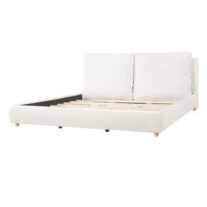 English Elm King Boucle Platform Bed Solid Wood Legs Cushioned Pillow Headboard Modern Bedroom N757P246145W-2