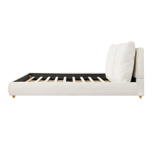 English Elm King Boucle Platform Bed Solid Wood Legs Cushioned Pillow Headboard Modern Bedroom N757P246145W-2