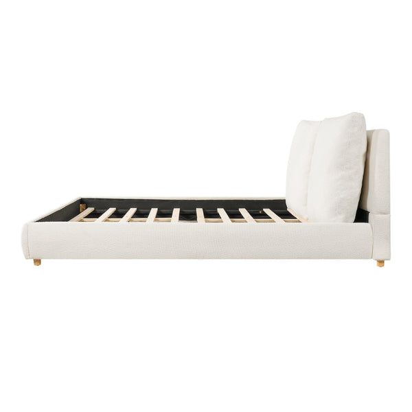 English Elm King Boucle Platform Bed Solid Wood Legs Cushioned Pillow Headboard Modern Bedroom N757P246145W-2
