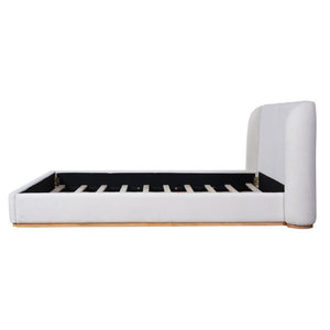 English Elm Queen Boucle Upholstered Platform Bed Low Profile Rounded Wings Contemporary Frame N757P357513W