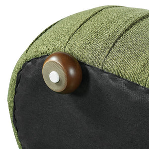 English Elm Upholstered Oval Boucle Ottoman with Rubberwood Legs Mid-century Accent Footrest Olive Green N757P372822V
