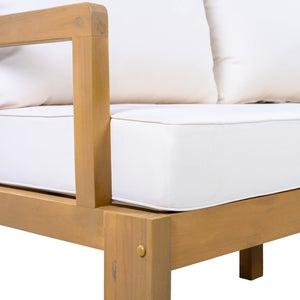 English Elm Outdoor Acacia Wood 3 Seat Patio Sofa with Thick Cushions for Garden or Deck N757P388745N